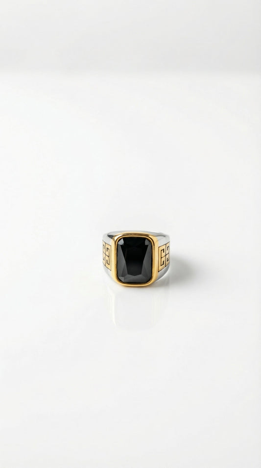 Two-Tone Black Crystal Ring