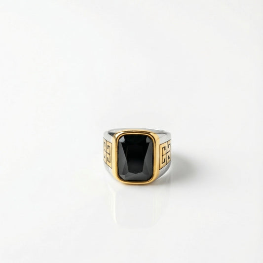 Two-Tone Black Crystal Ring