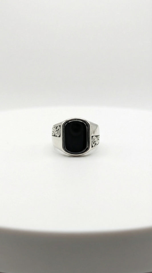 Silver Scroll Engraved Ring