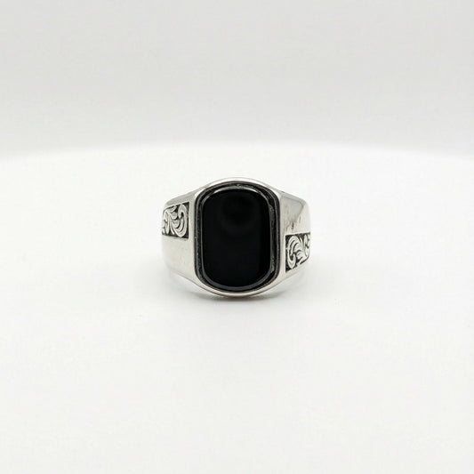 Silver Scroll Engraved Ring