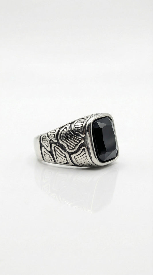 Tribal Black Crystal Ring