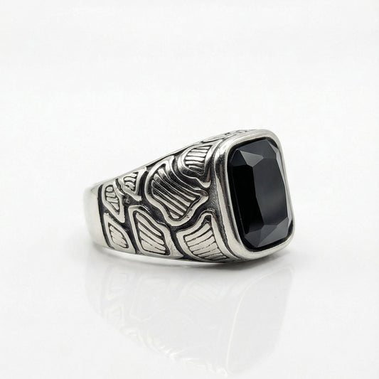 Tribal Black Crystal Ring