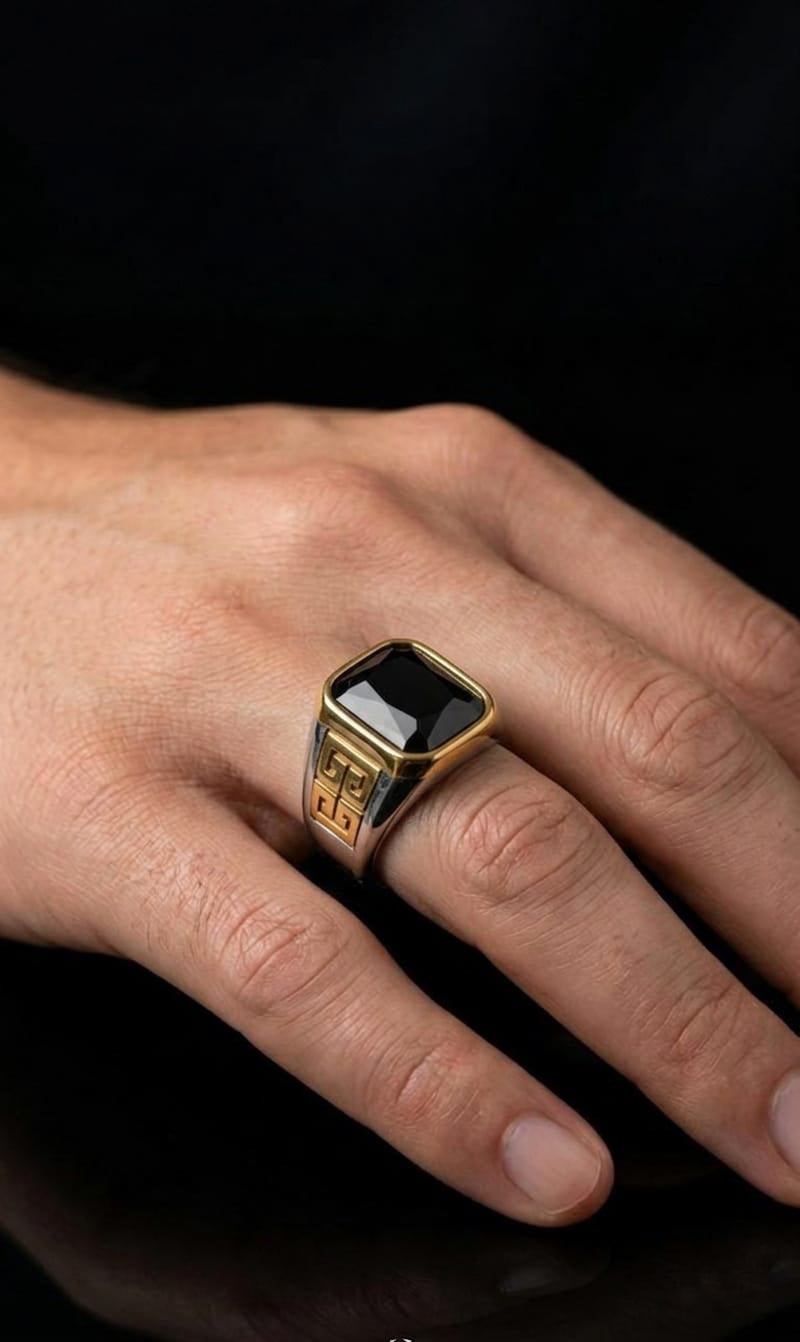 Two-Tone Black Crystal Ring