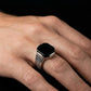 Silver Honeycomb Onyx Ring