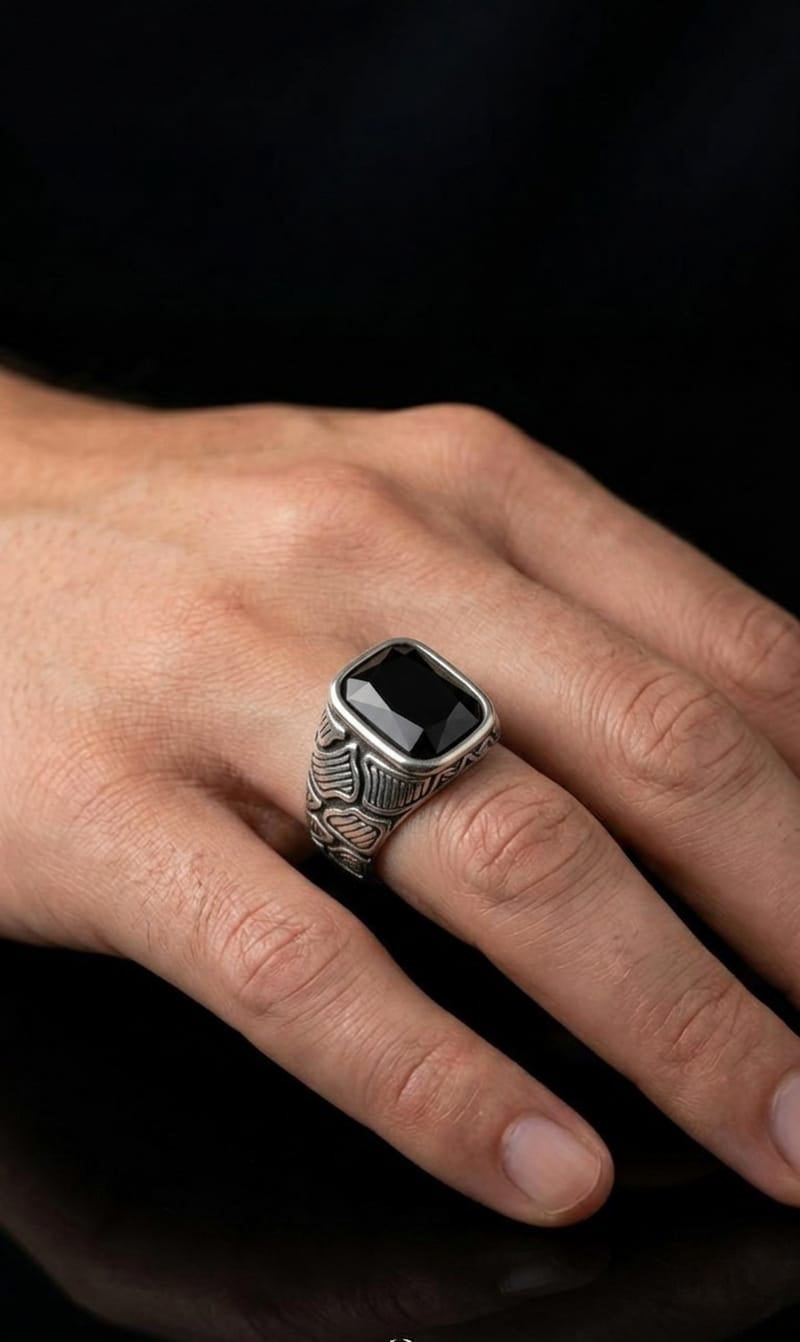 Tribal Black Crystal Ring
