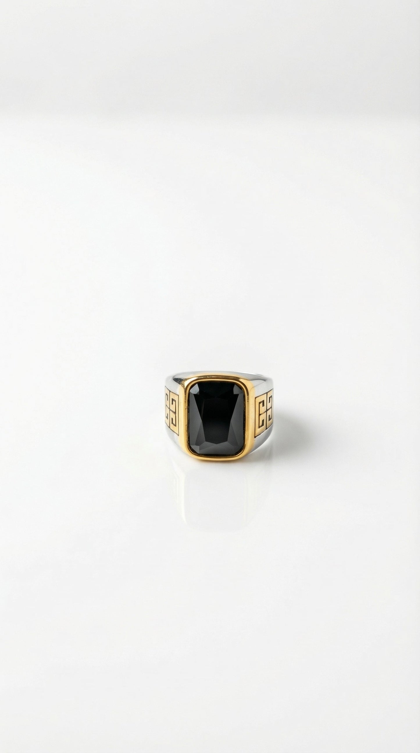 Two-Tone Black Crystal Ring