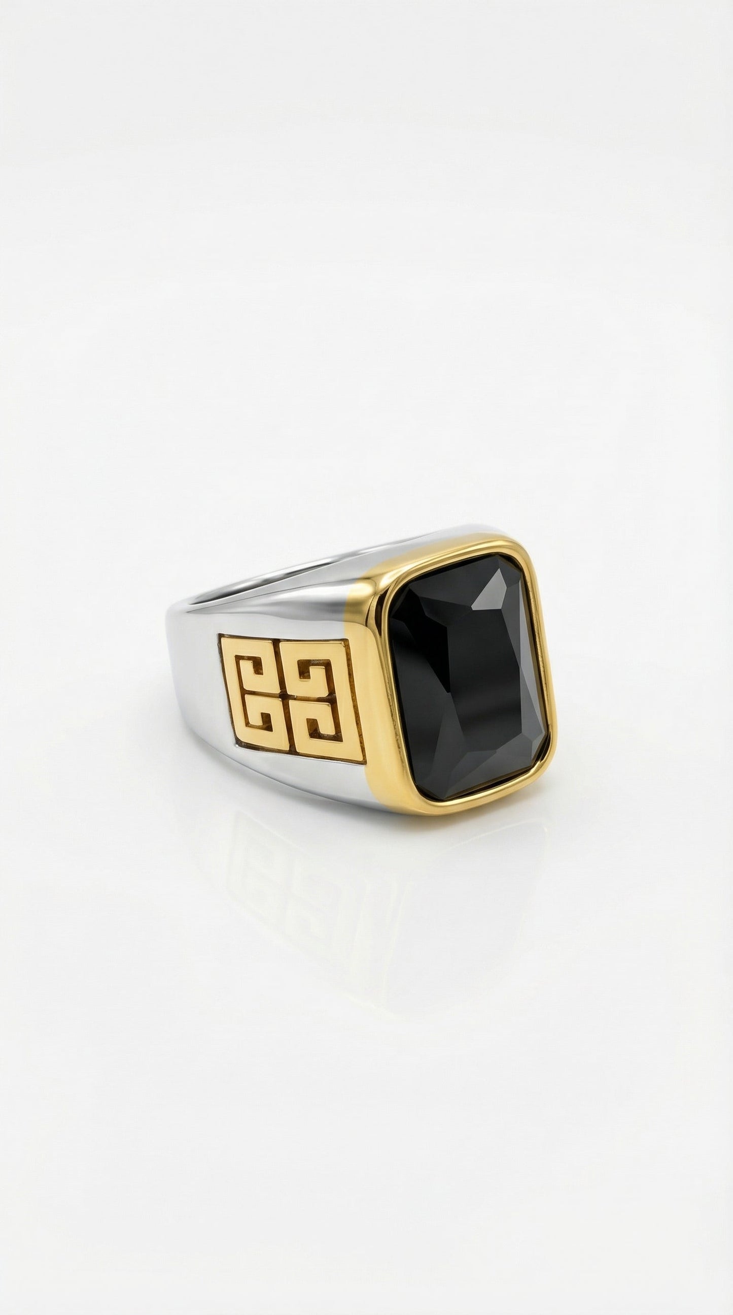 Two-Tone Black Crystal Ring