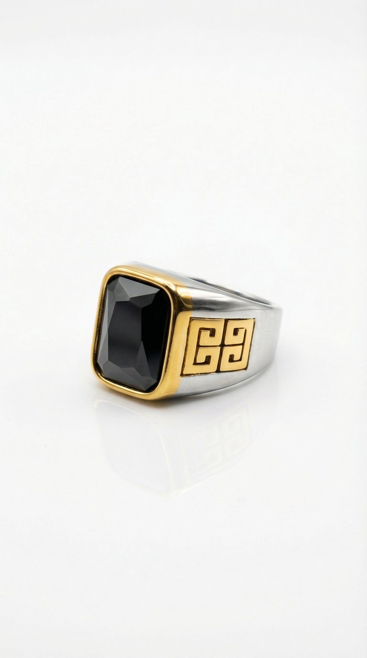 Two-Tone Black Crystal Ring