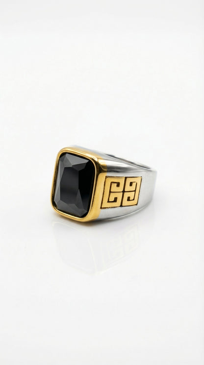 Two-Tone Black Crystal Ring