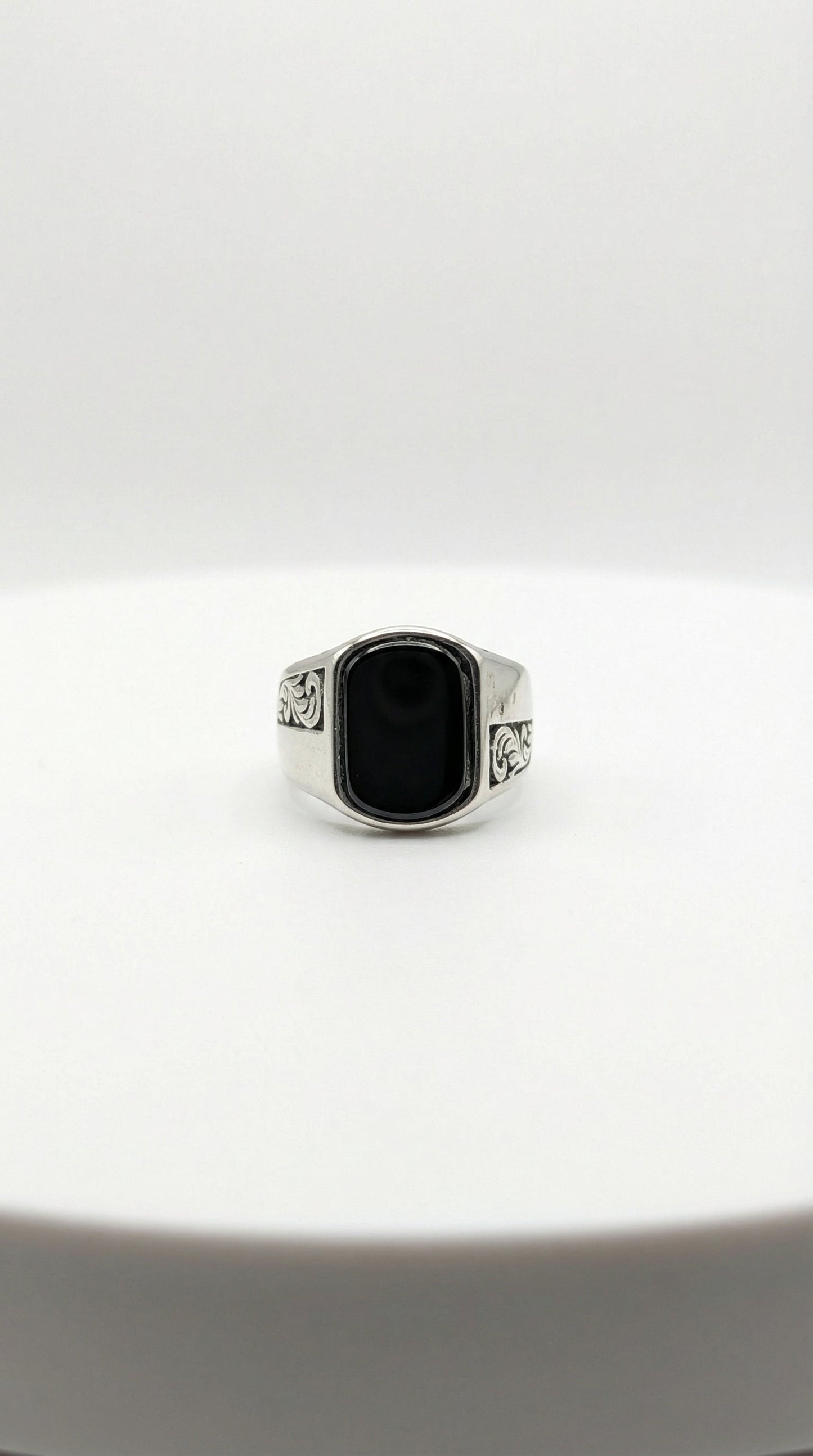 Silver Scroll Engraved Ring