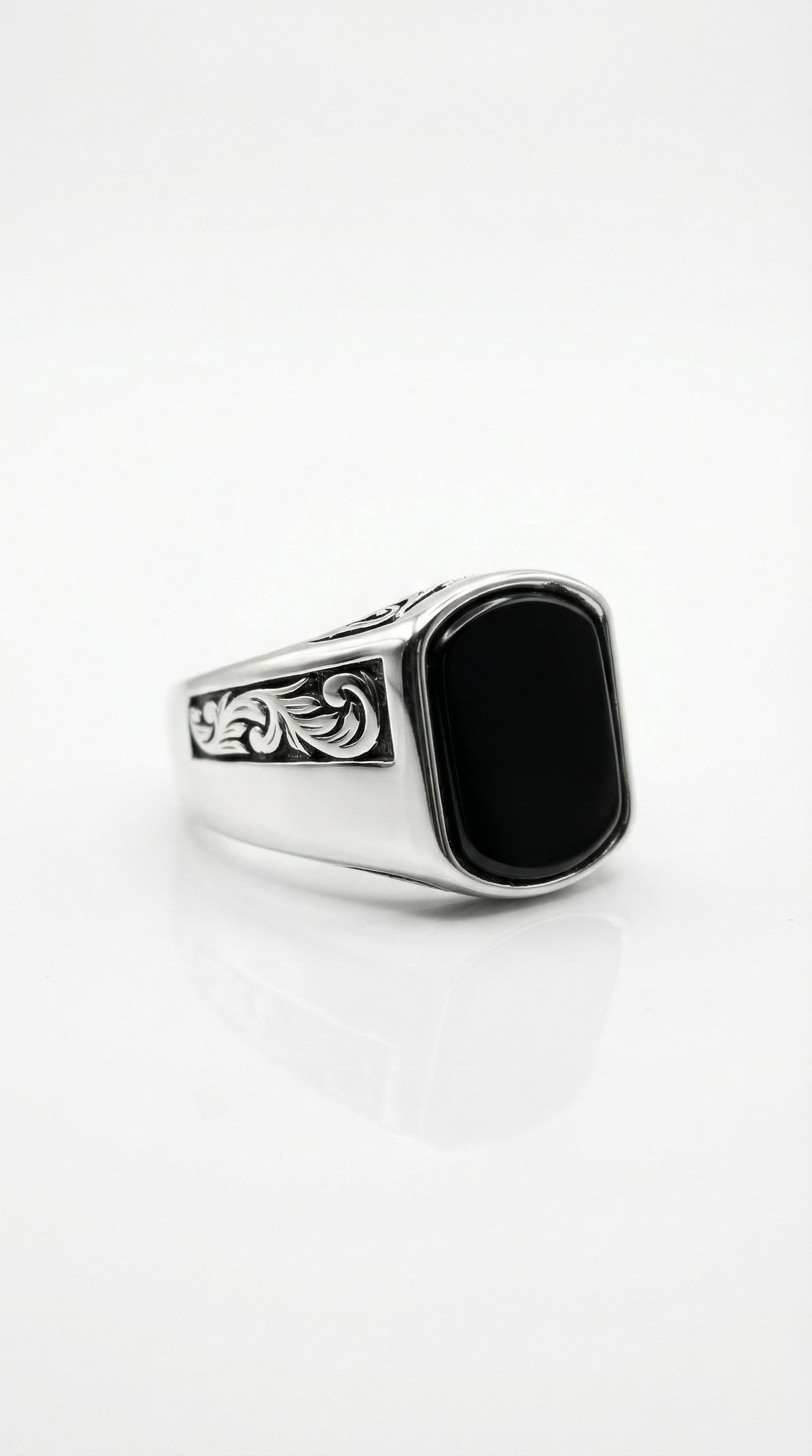 Silver Scroll Engraved Ring