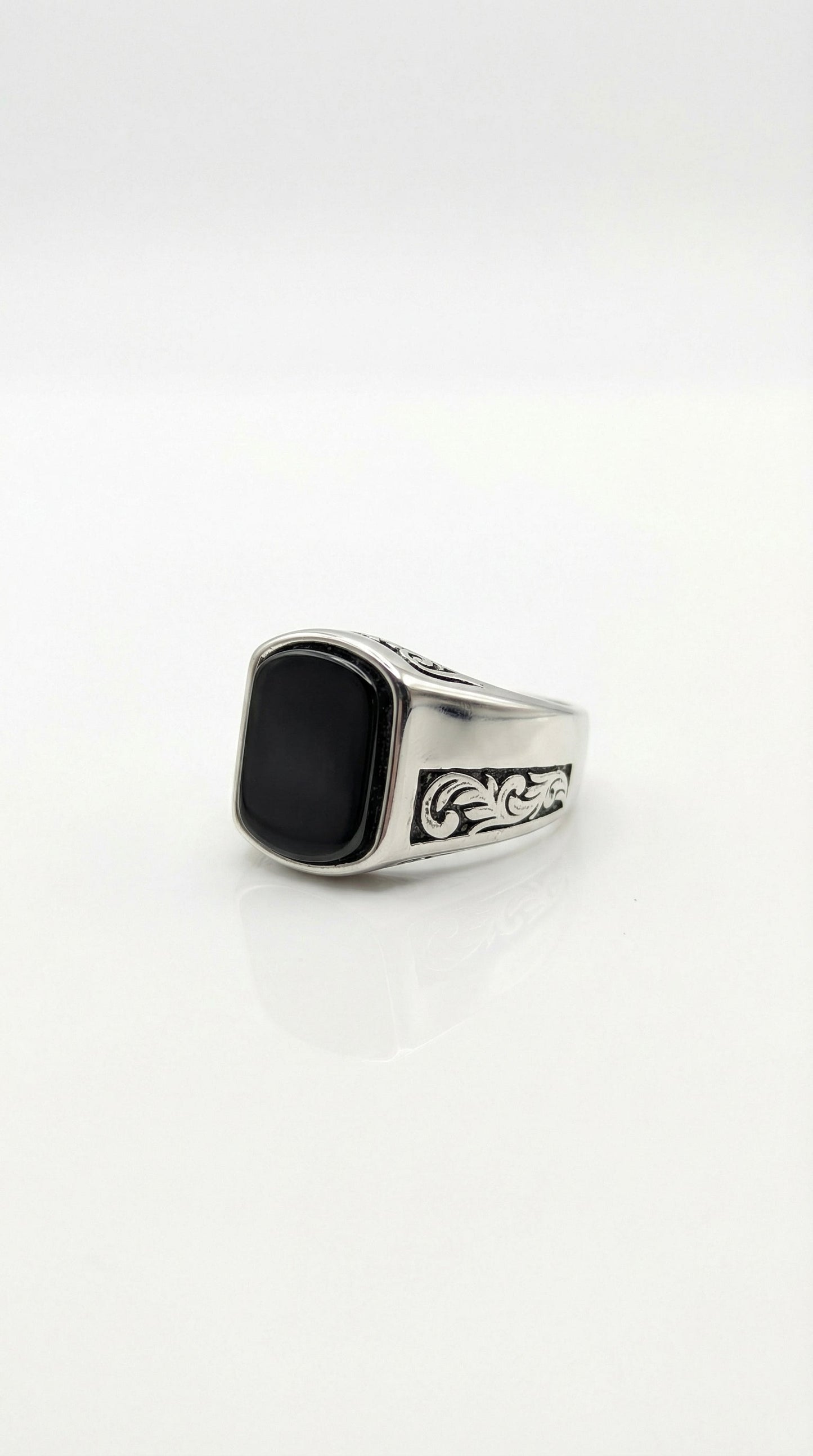Silver Scroll Engraved Ring
