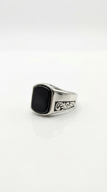 Silver Scroll Engraved Ring