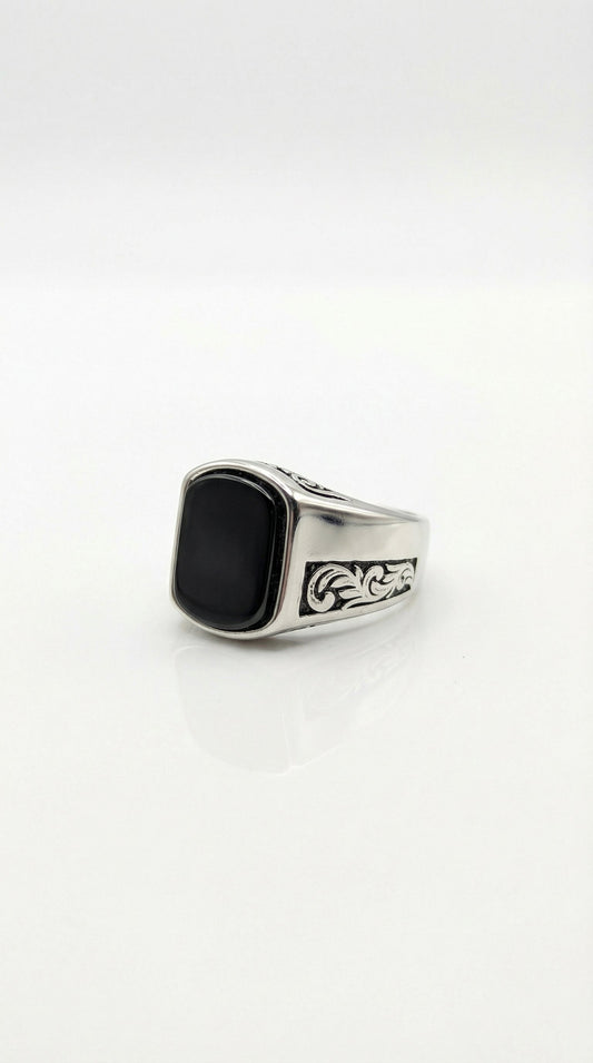 Silver Scroll Engraved Ring