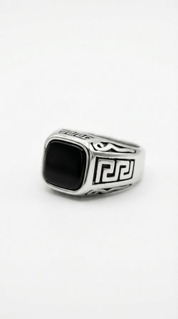 Greek Key Onyx Ring