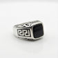 Greek Key Onyx Ring