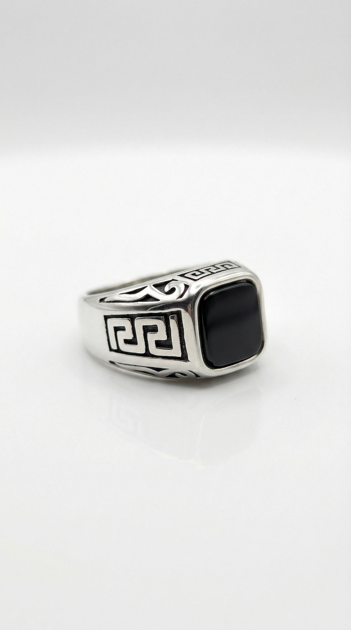 Greek Key Onyx Ring
