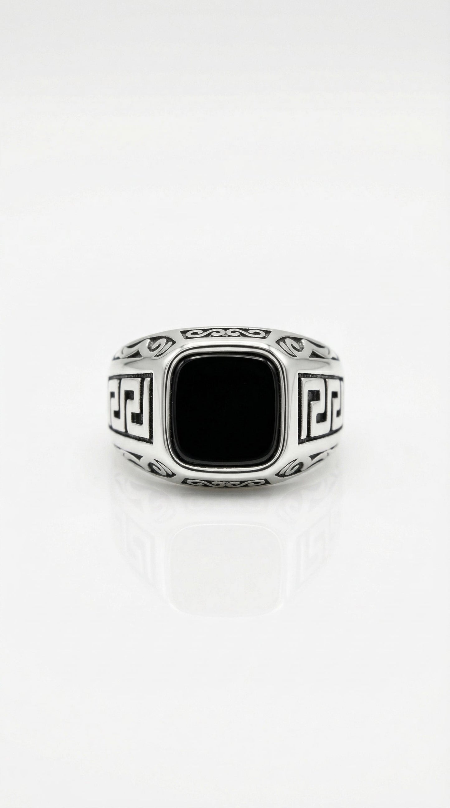 Greek Key Onyx Ring