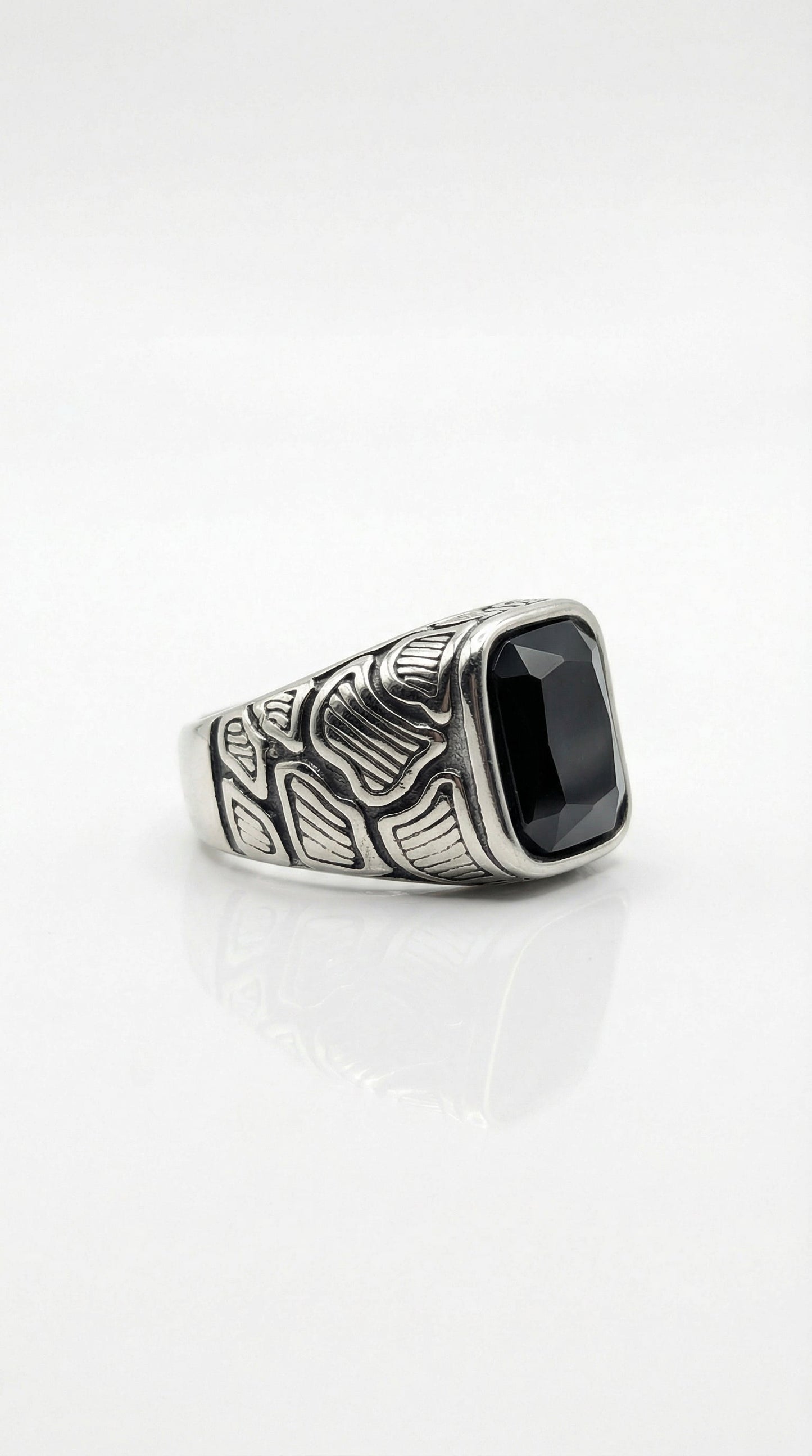 Tribal Black Crystal Ring