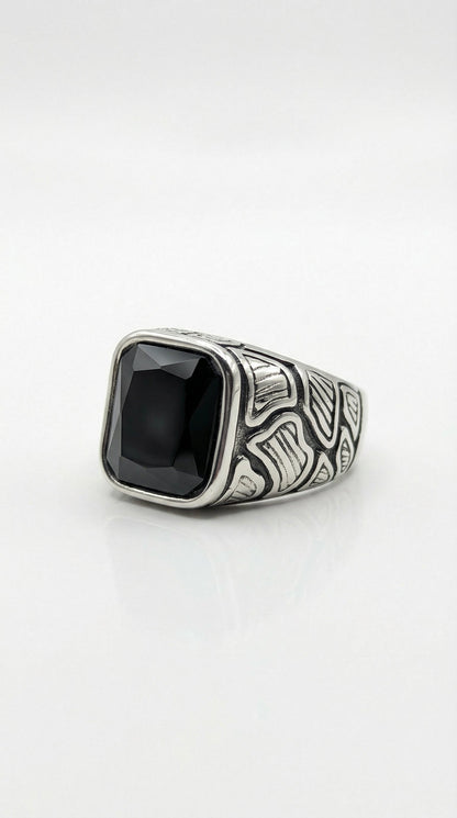 Tribal Black Crystal Ring