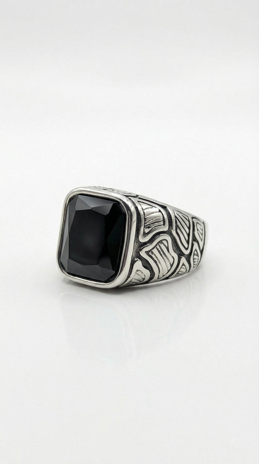 Tribal Black Crystal Ring