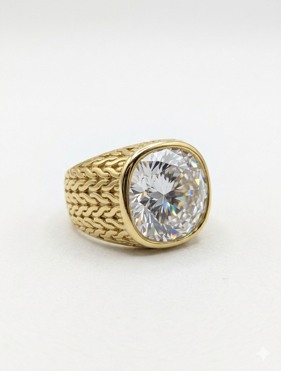 Men’s Gold Plated Zirconia Stone Ring