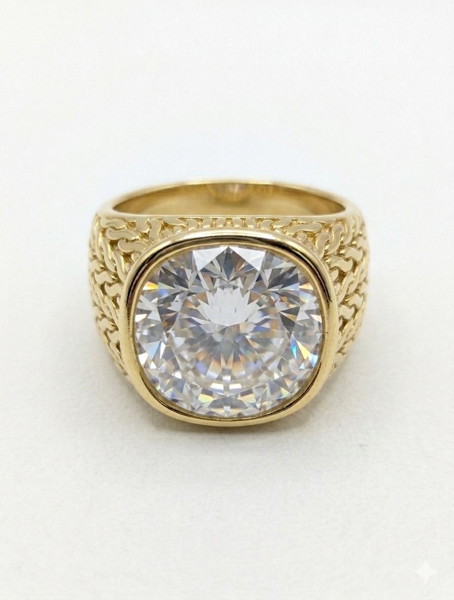 Men’s Gold Plated Zirconia Stone Ring