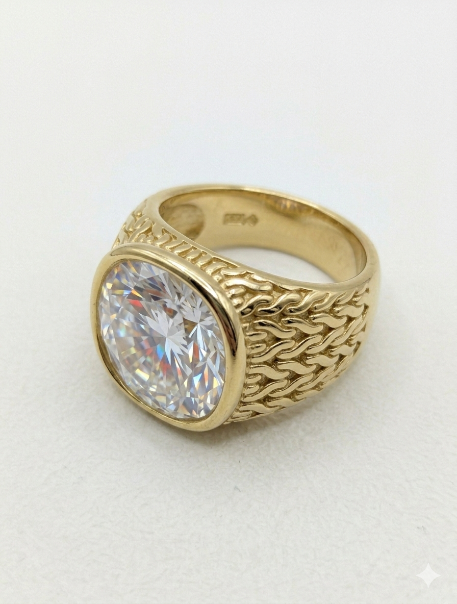 Men’s Gold Plated Zirconia Stone Ring