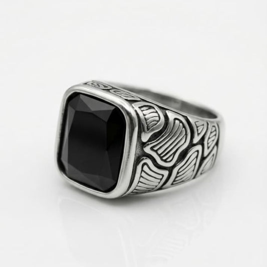 Tribal Black Crystal Ring