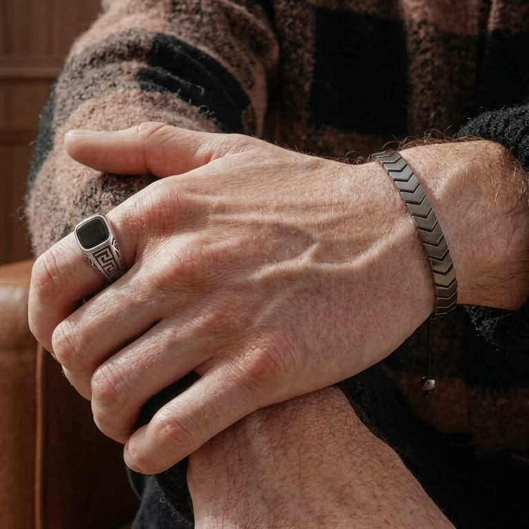 Greek Key Onyx Ring