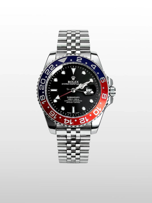 Luxury GMT Style Pepsi Bezel Stainless Steel Watch