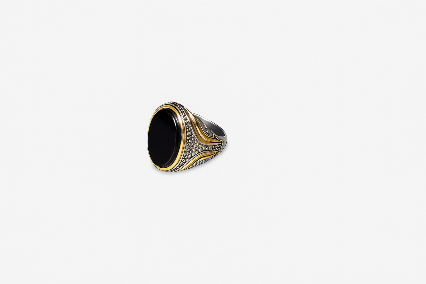 Men’s Black Stone Stainless Steel Ring
