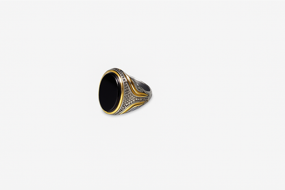 Men’s Black Stone Stainless Steel Ring