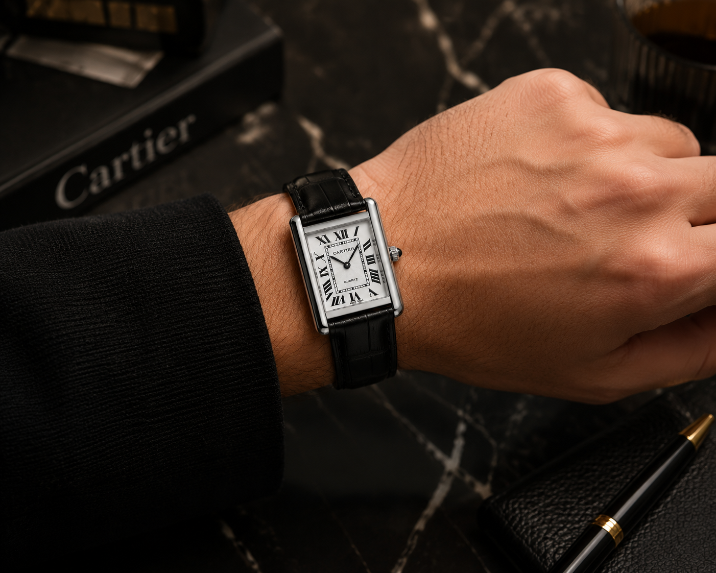 Cartier Tank Must Dial Leather Strap Watch